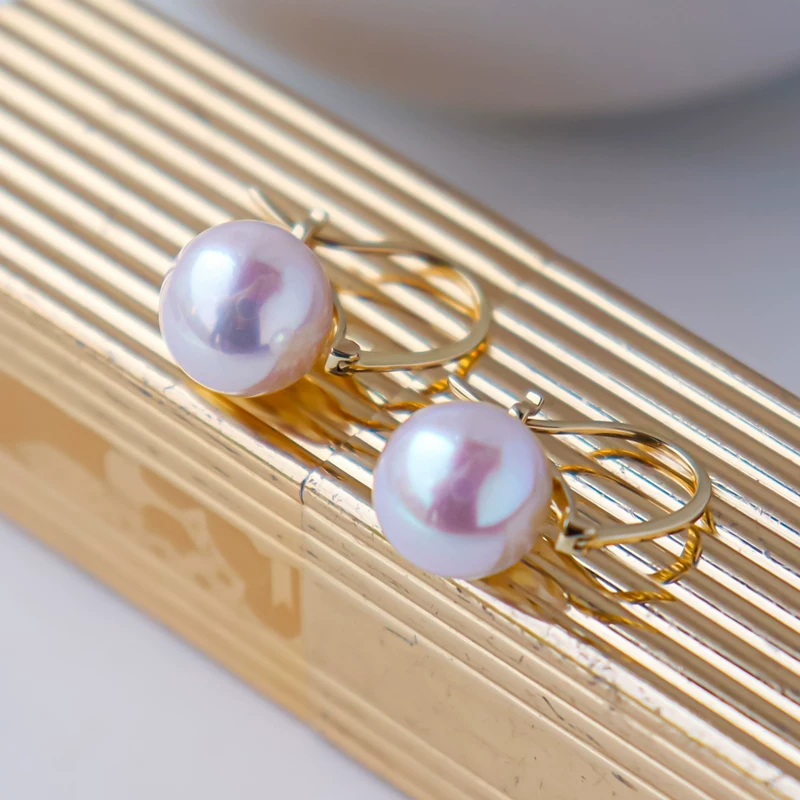 Süßwasserperlen Creolen aus Gold 585